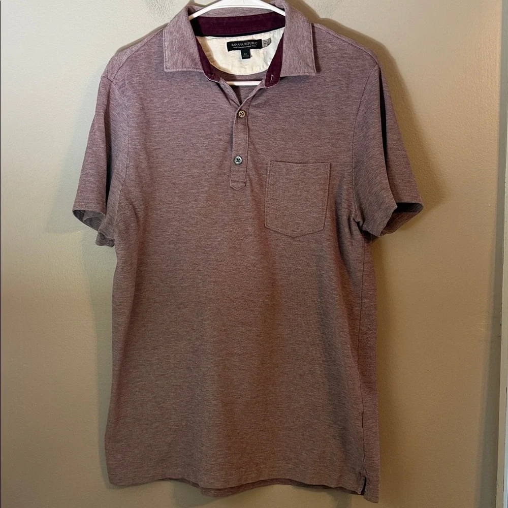 Banana Republic Men's BUNDLE of 2 Pique Cotton Polo Maroon and Pink Size M